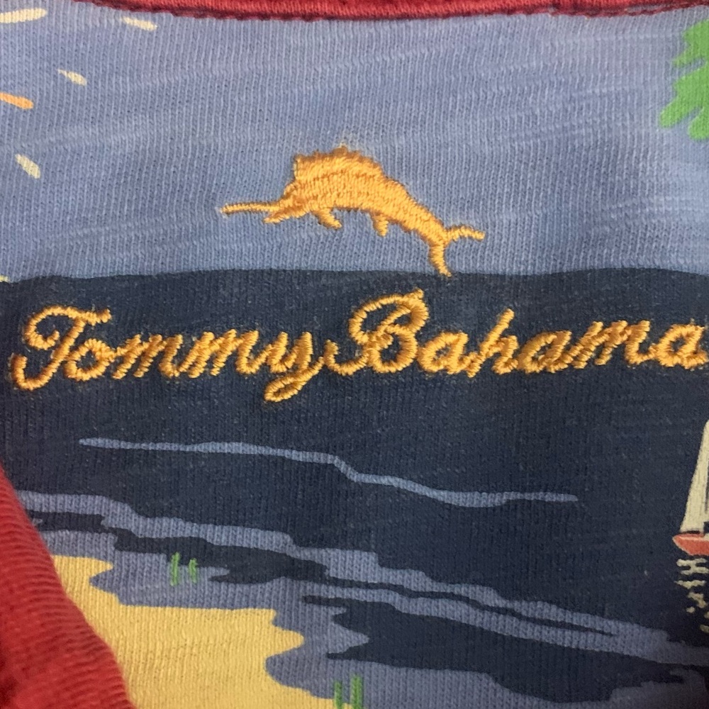 TOMMY BAHAMA SS Red Pima Cotton 3 Button Polo - Picture 3 of 7